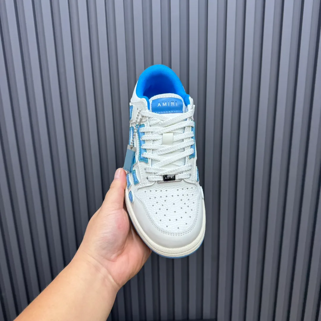 Men's men's shoes 💰600 AMIRI high street sneakers with bone sports shoes, toe layer cowhide upper, upper side bones, hand-stitched, good three-dimensional effect, customized metal LOGO, size 38-45 46